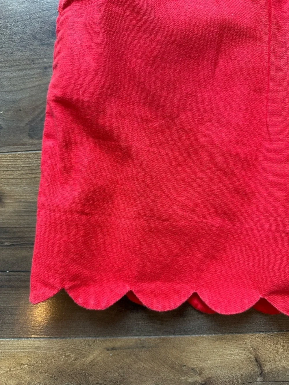 J.Crew Red Scalloped Hem Linen Blend Skirt Size 4 Elastic Waist